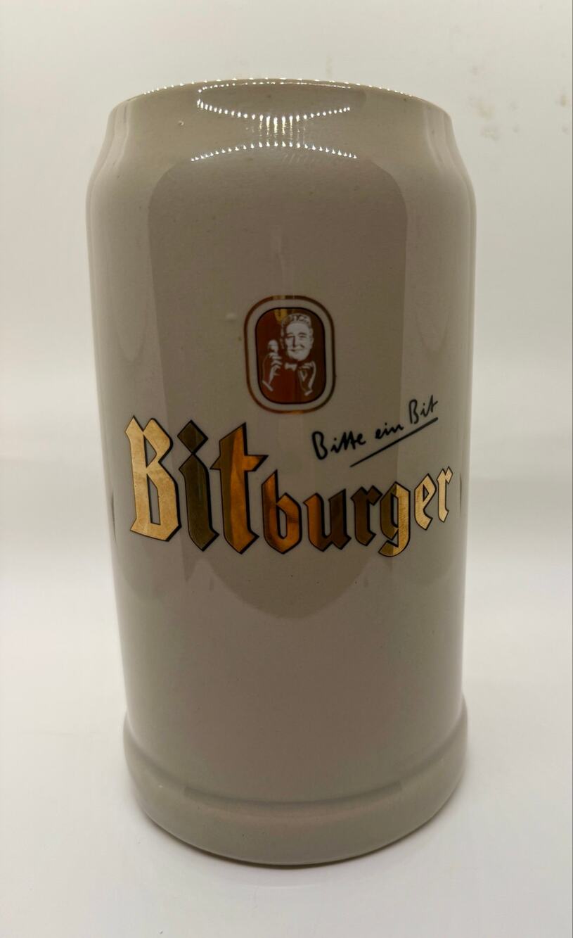 Vintage Bitburger Bitte ein Bit 1L Ceramic Beer Stein Mug Made Germany
